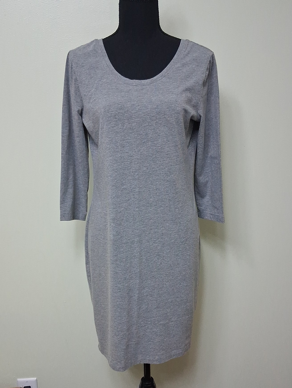 Lole Louisa Grey Scoop Neck V Back With T Strap 3/4 Sleeve Midi Yoga Casual M